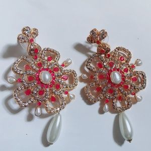 White and Red Earrings